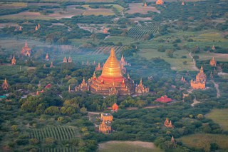 temples from a hot air balloon in Bagan