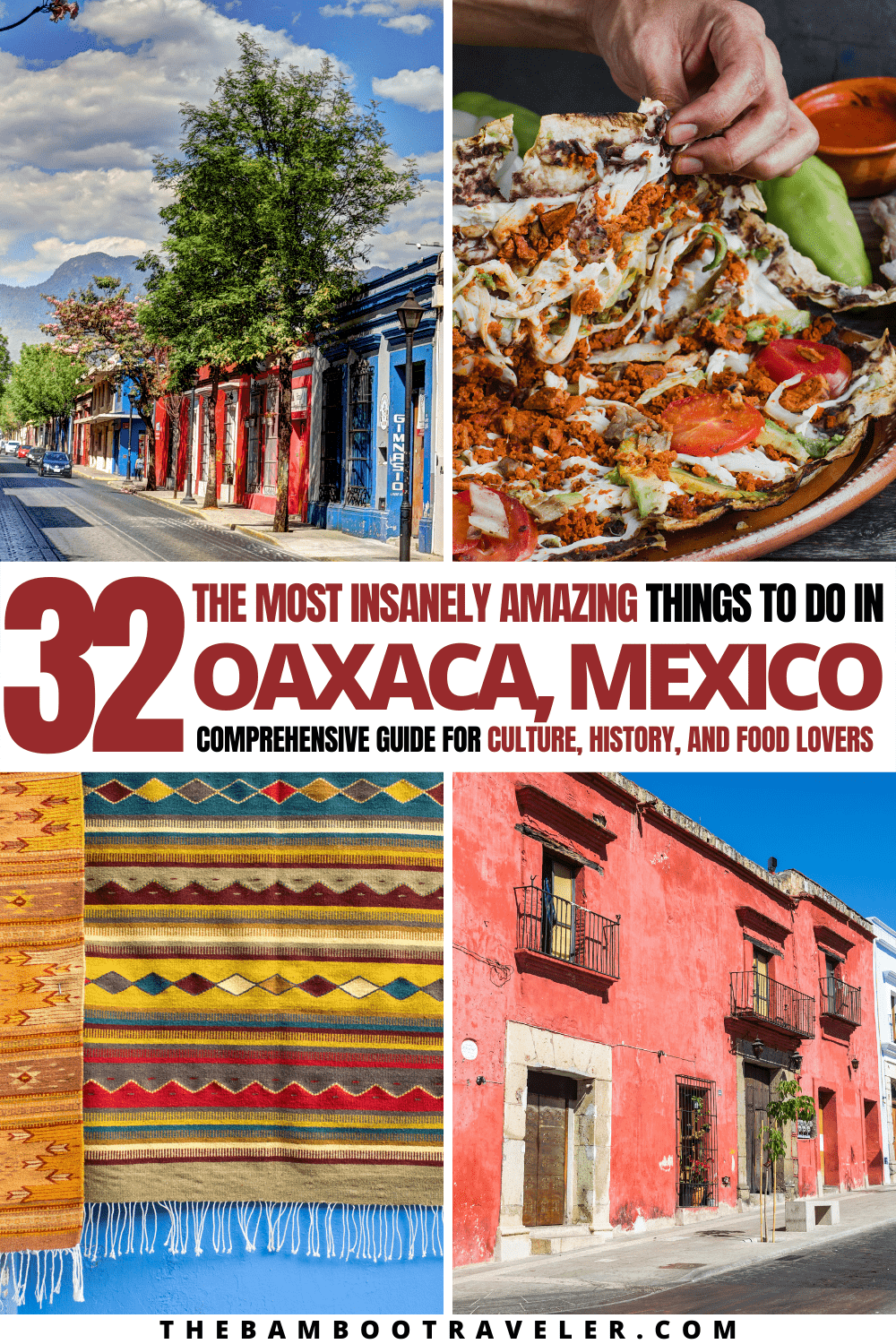 things to do in Oaxaca - food, textiles, and colorful buildings