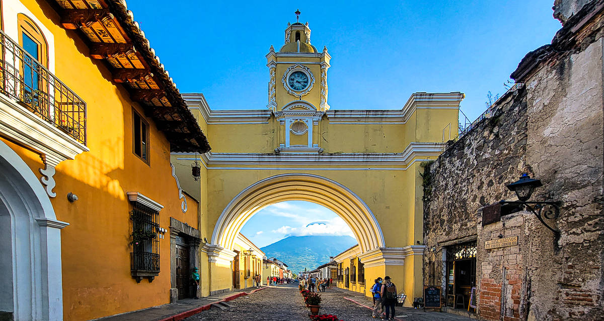 the yellow arch in Antigua, Guatemala