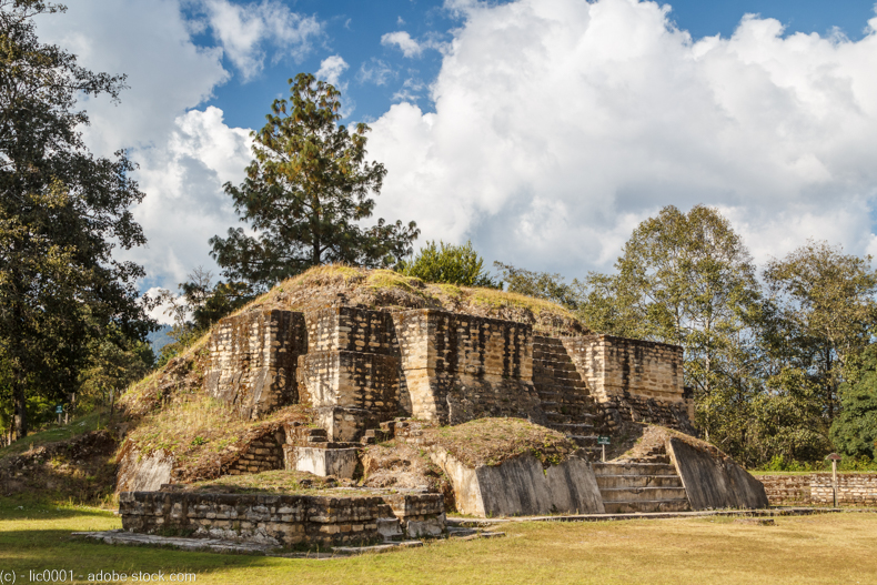 Ruins of the pre-hispanic Mayan town Iximche, Guatemala