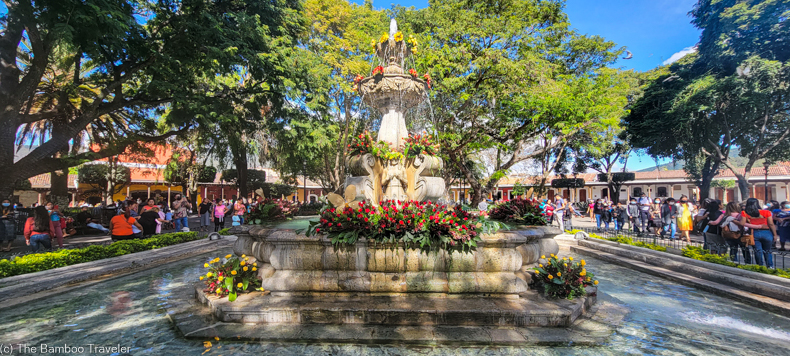 mermaid fountain in Plaza Mayor in Antigua Guatemala