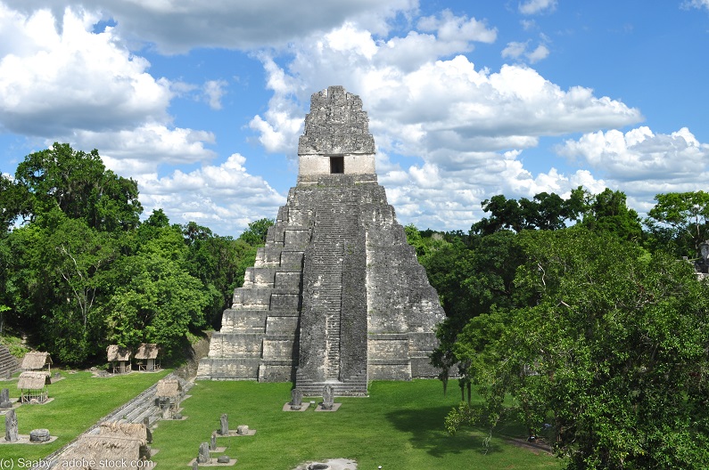 a temple at Maya ruins of Tikal, Guatemala