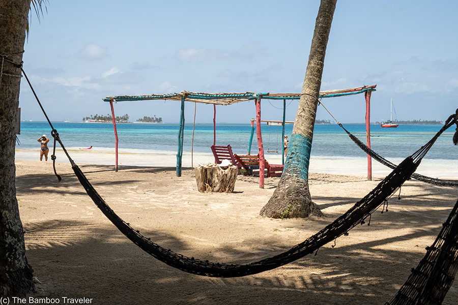 a hammock on a beach on Yani Island in San Blas