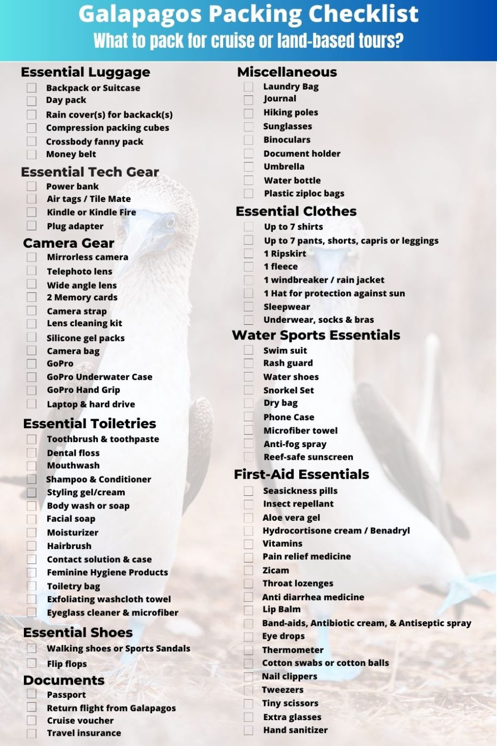 A Foolproof Galapagos Packing List - The Bamboo Traveler