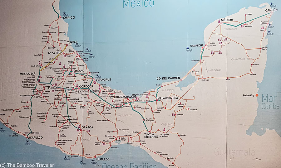 a map of all the ADO bus routes in Mexico