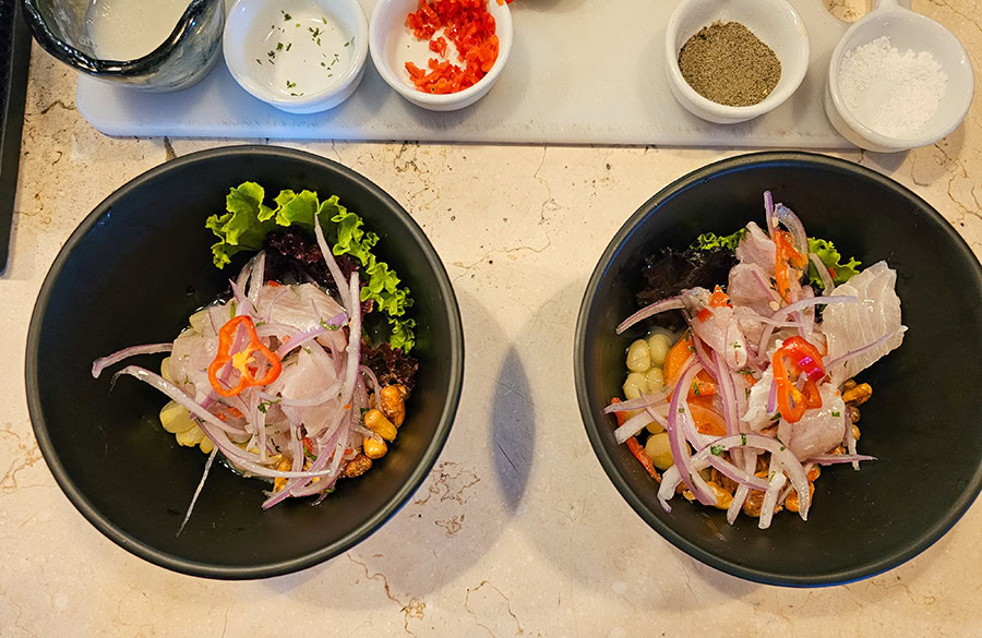 two bowls of ceviche